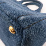 Prada Denim Canapa Mini Canvas 2Way Tote Bag Hand Bag Navy 1BG439