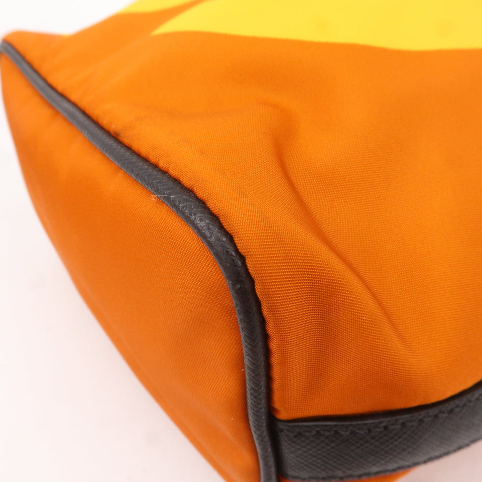 Prada Leather Nylon Hand Bag  Shoulder Bag Orange Black