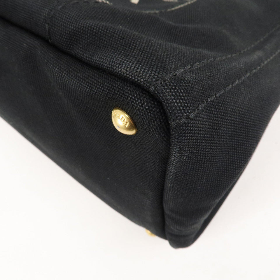 Prada Canapa Canvas Tote Bag Hand Bag Black BN1877