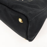Prada Canapa Canvas Tote Bag Hand Bag Black BN1877