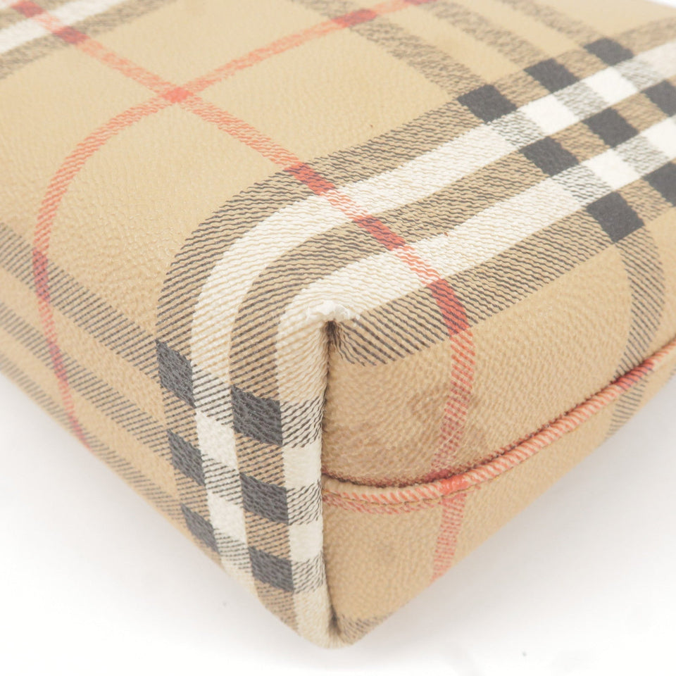 BURBERRY Nova Plaid PVC Leather Shoulder Bag Beige Brown