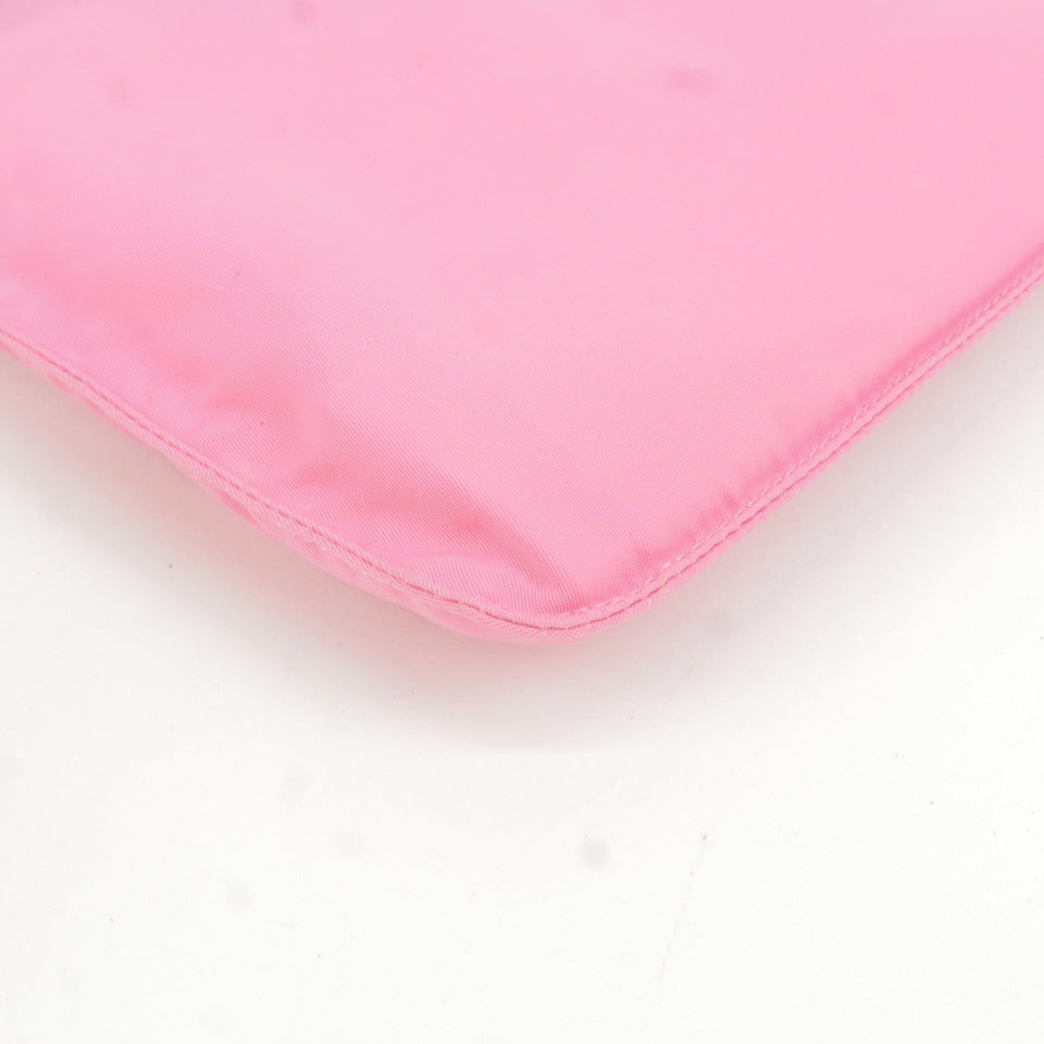 Prada Logo Nylon Shoulder Bag Crossbody Bag Purse Pink B7372