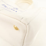 Prada Canapa Mini Canvas 2Way Tote Bag Hand Bag White 1BG439