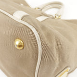 Prada Logo Jacquard Leather 2Way Bag Hand Bag Beige BN1841