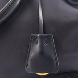 Prada Nylon Leaether Tote Bag Shoulder Bag Navy 1BC060