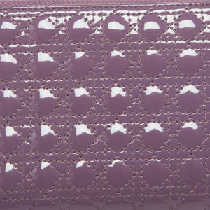 Dior Purple Cannage Patent Leather Lady Dior Zip Around Wallet