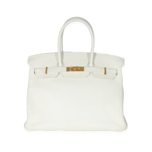 Hermes Blanc Clemence Togo Birkin 35