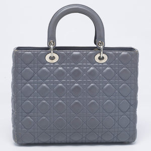 Dior Grey Cannage Leather Large Lady Dior Tote