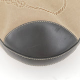 Prada Logo Jacquard Leather Shoulder Bag Beige Black BR3430