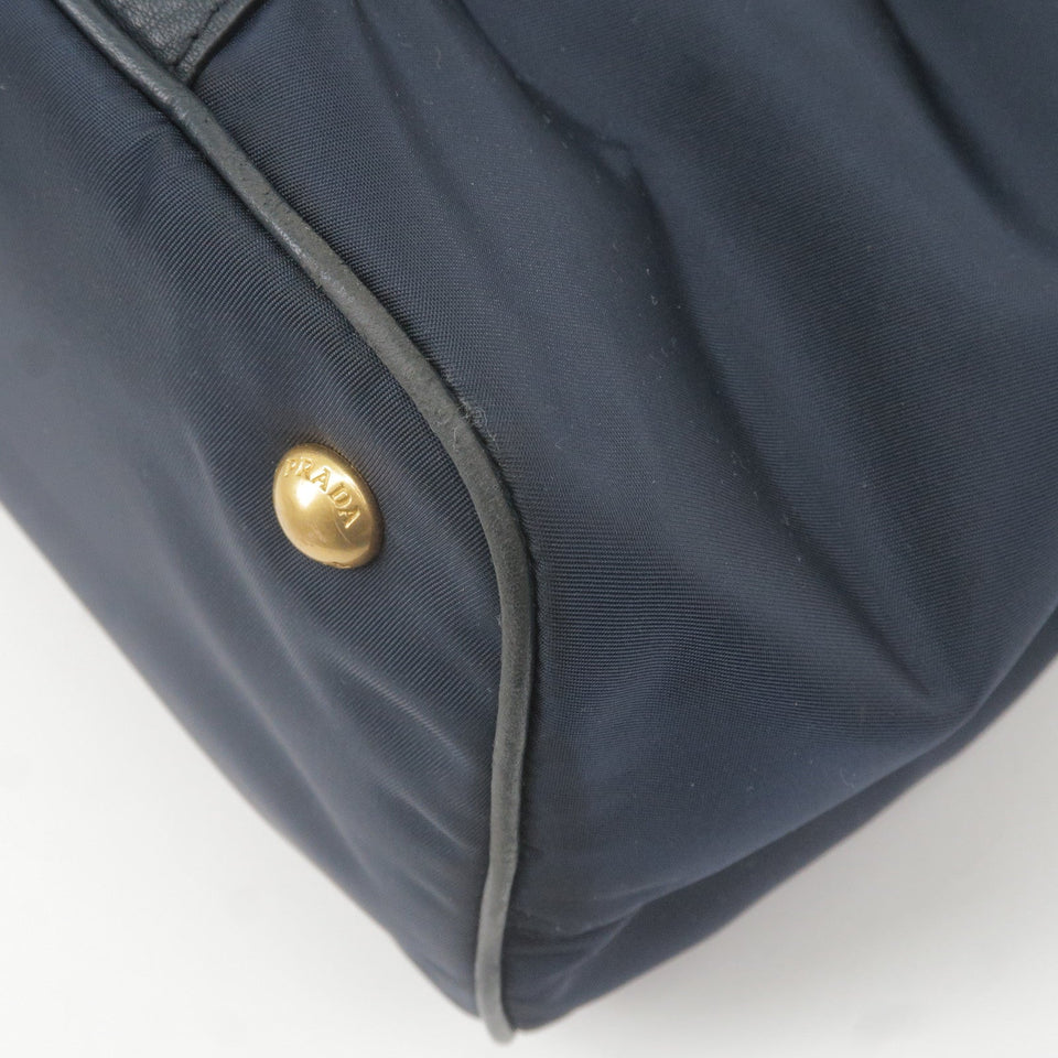 Prada Logo Nylon Leather 2Way Bag Hand Bag Navy BN2527