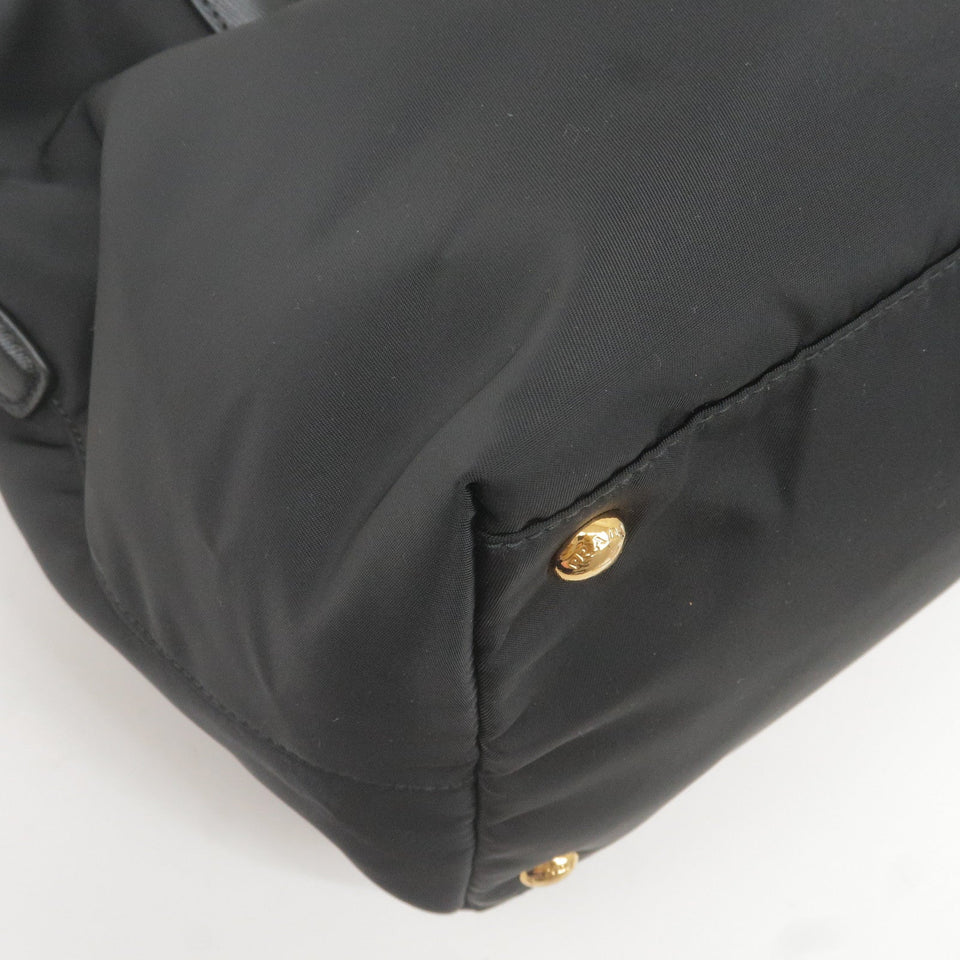 Prada Logo Nylon Leather 2Way Bag Hand Bag NERO Black BN2106