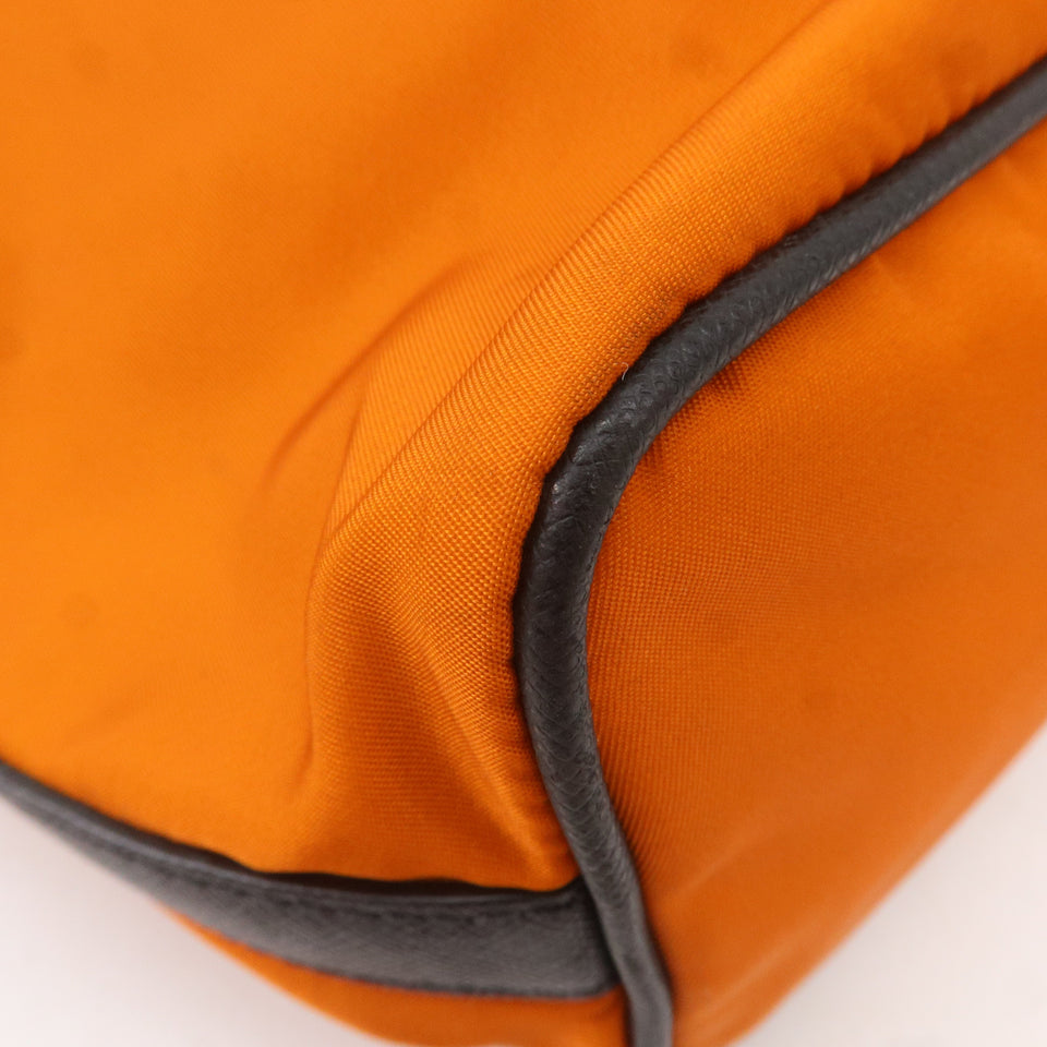Prada Leather Nylon Hand Bag  Shoulder Bag Orange Black
