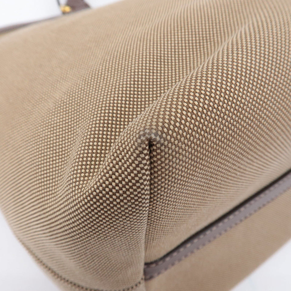 Prada Logo Jacquard Leather Tote Bag Beige Brown 1BG158