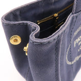 Prada Canapa Mini Canvas 2Way Tote Bag Hand Bag Navy 1BG439