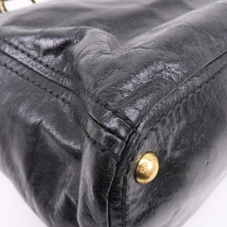 Prada Leather 2WAY Bag Shoulder Bag Hand Bag Black BN2151