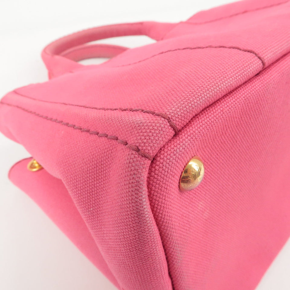 Prada Logo Canapa Mini Canvas 2Way Tote Bag Pink 1BG439