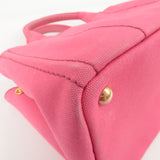 Prada Logo Canapa Mini Canvas 2Way Tote Bag Pink 1BG439
