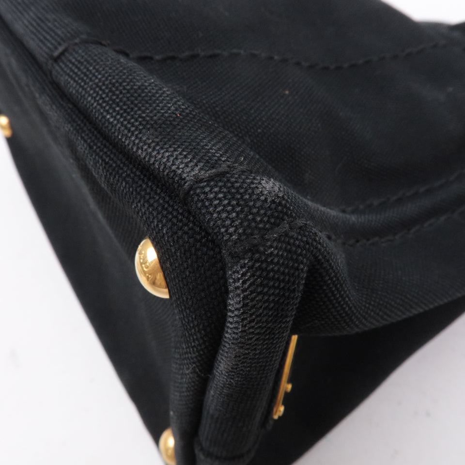 Prada Canapa Mini Canvas Tote Bag Hand Bag Black