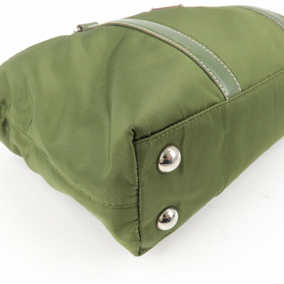 Prada Nylon Leather 2Way Bag Hand Bag Green BN1052