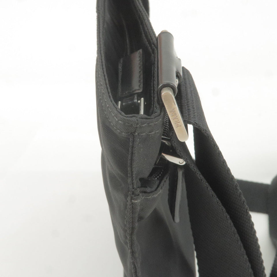 Prada Logo Nylon Leather Shoulder Bag Crossbody Bag Black