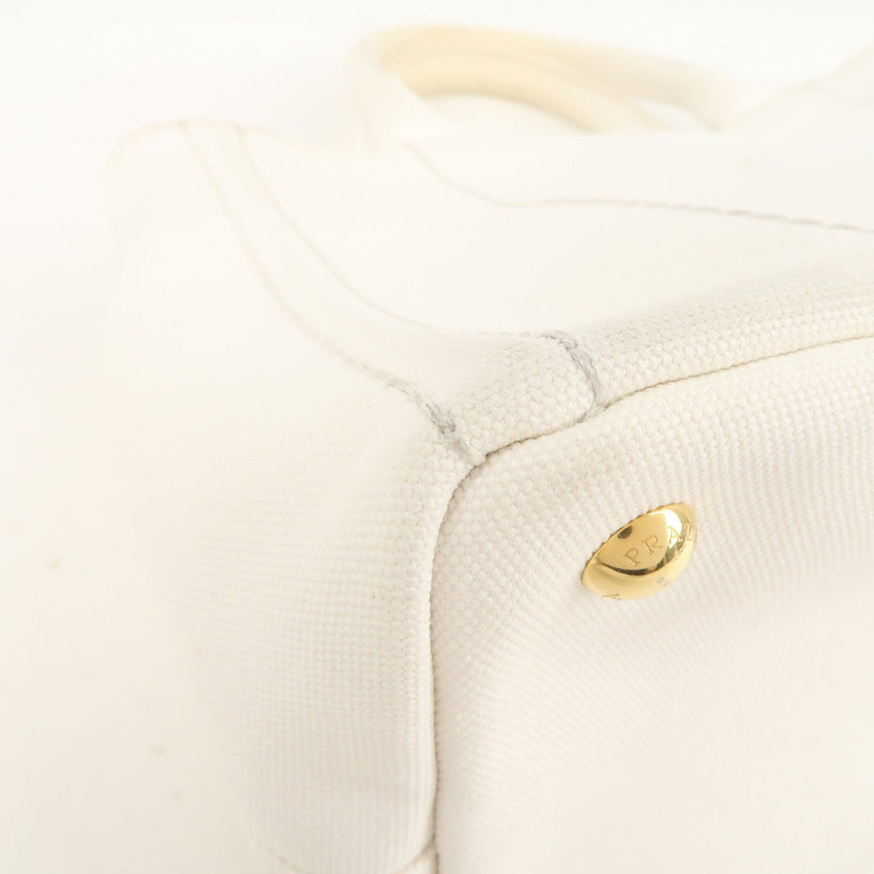 Prada Canapa Mini Canvas 2Way Tote Bag Hand Bag White 1BG439