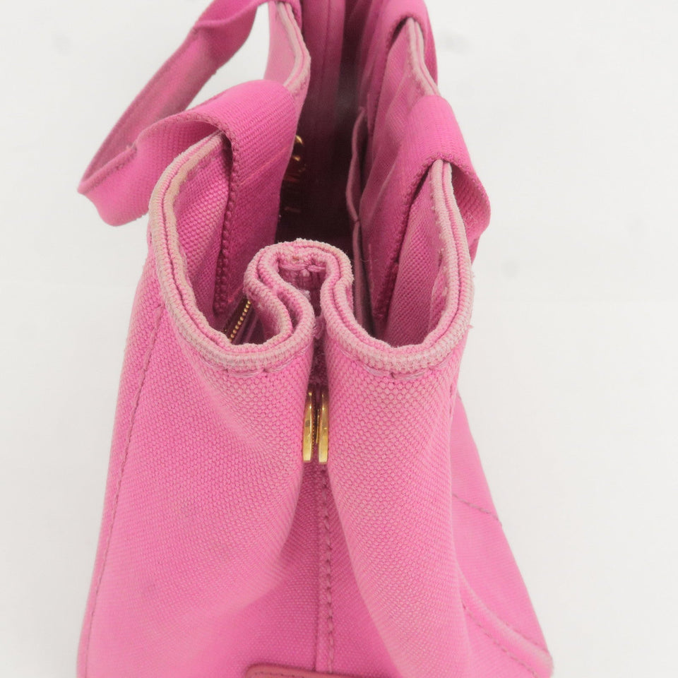 Prada Logo Canapa Mini Canvas Hand Bag Tote Bag Pink
