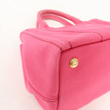 Prada Logo Canapa Mini Canvas 2Way Tote Bag Pink 1BG439