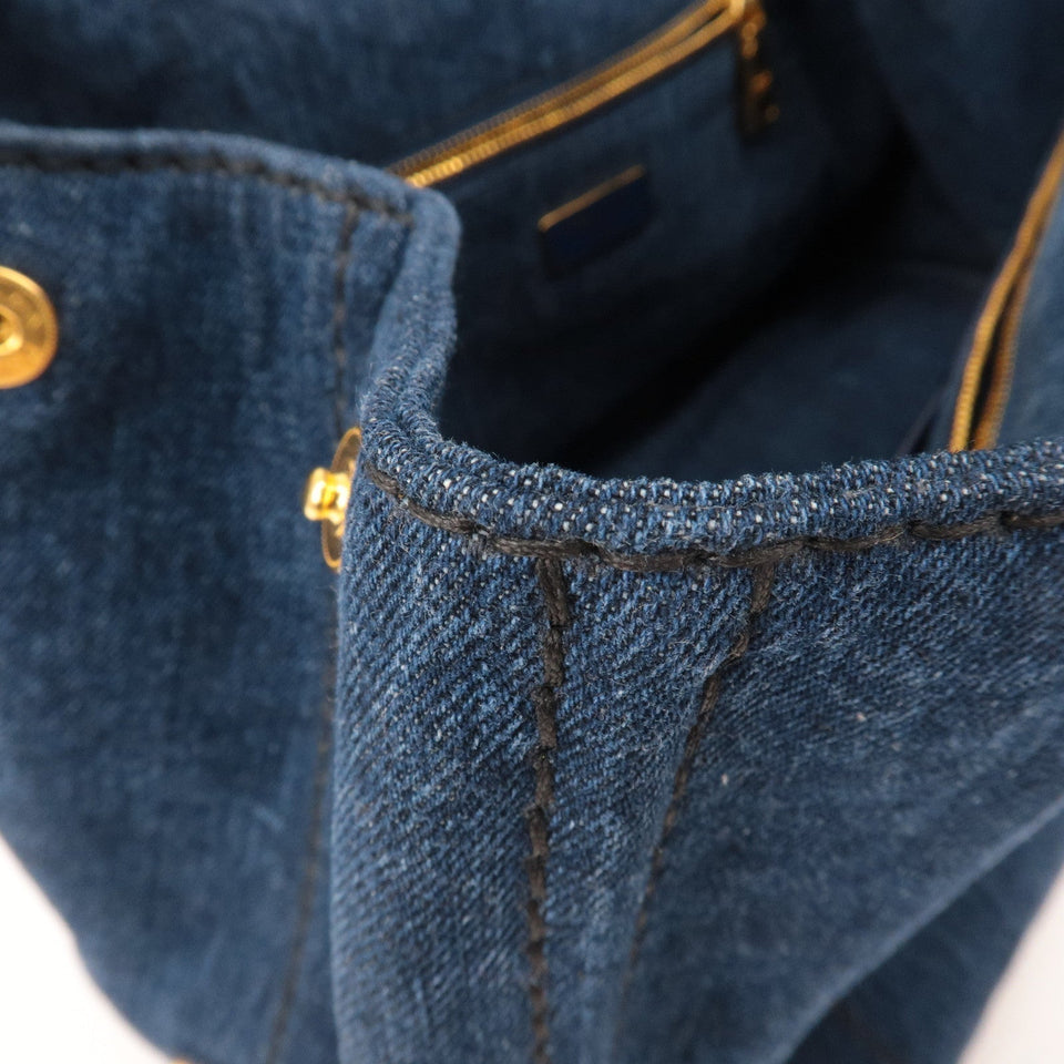 Prada Canapa Denim Tote Bag Hand Bag Denim Blue B1877B