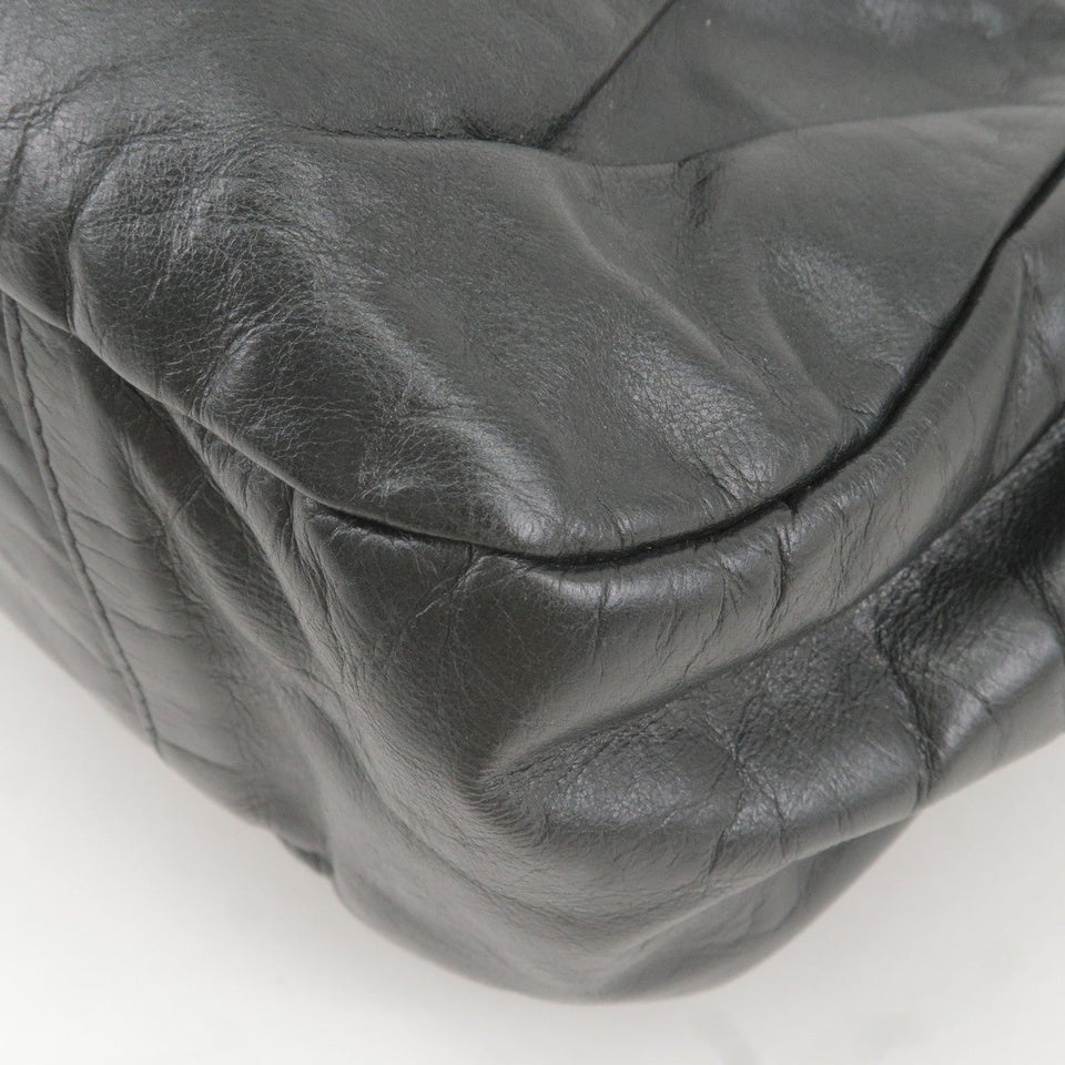 Prada Logo Leather Shoulder Bag With Tassel Black