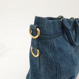 Prada Denim Leather 2Way Bag Hand Shoulder Bag Blue BN2069