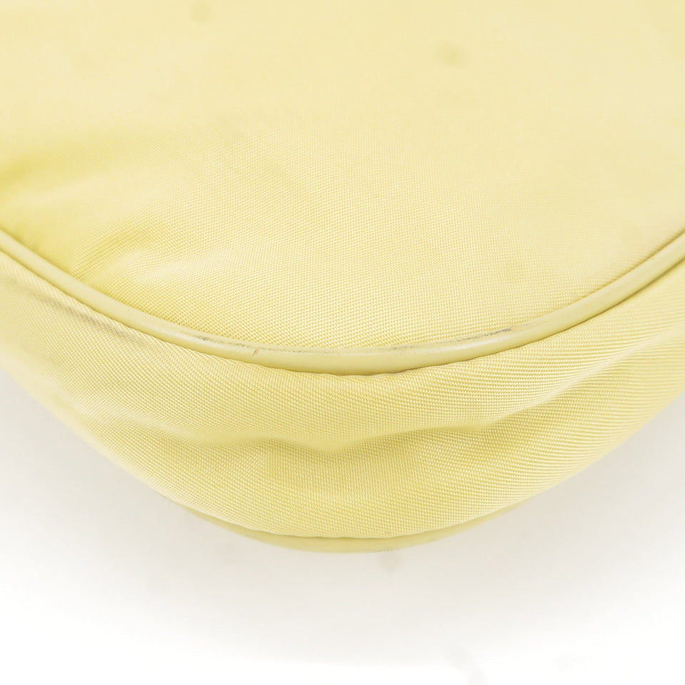 Prada Logo Nylon Leather Chain Shoulder Bag Yellow BR0104