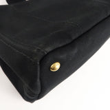 Prada Canapa Canvas Tote Bag Hand Bag Black BN1877