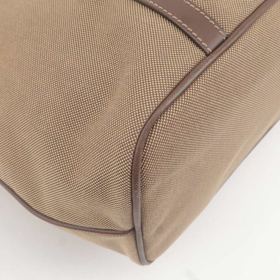 Prada Logo Jacquard Leather 2Way Tote Bag Beige Brown BR4253