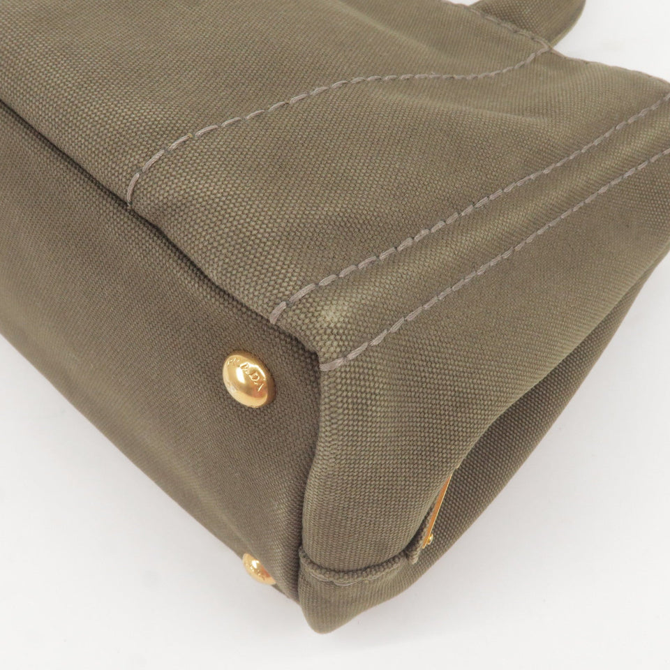 Prada Canapa Mini Canvas 2Way Bag Hand Bag Khaki BN2439
