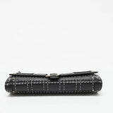 Dior Black Leather Cannage Perforated Stitched Flap Clutch