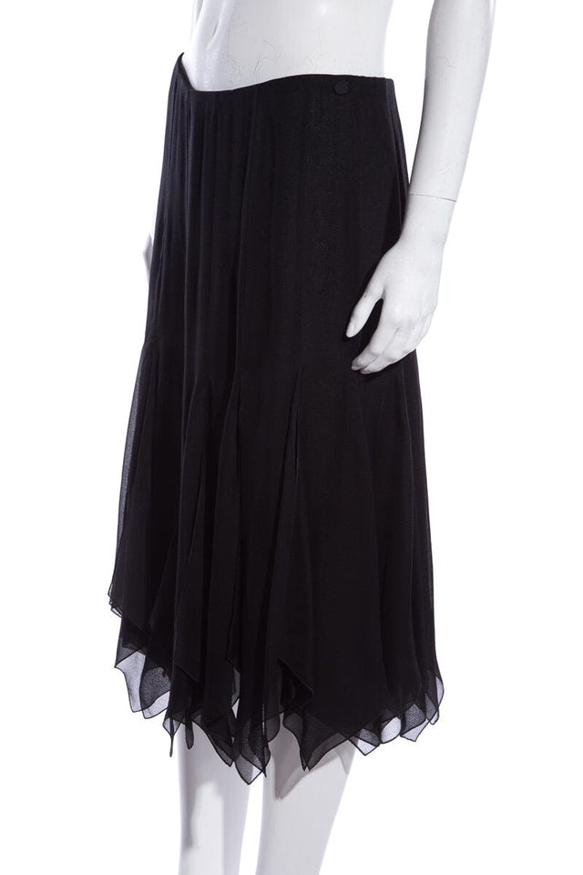 Chanel Cruise '06 Black Panel Ruffle Hem Skirt SZ 42