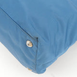 Prada Logo Nylon Leather Tote Bag Hand Bag Blue