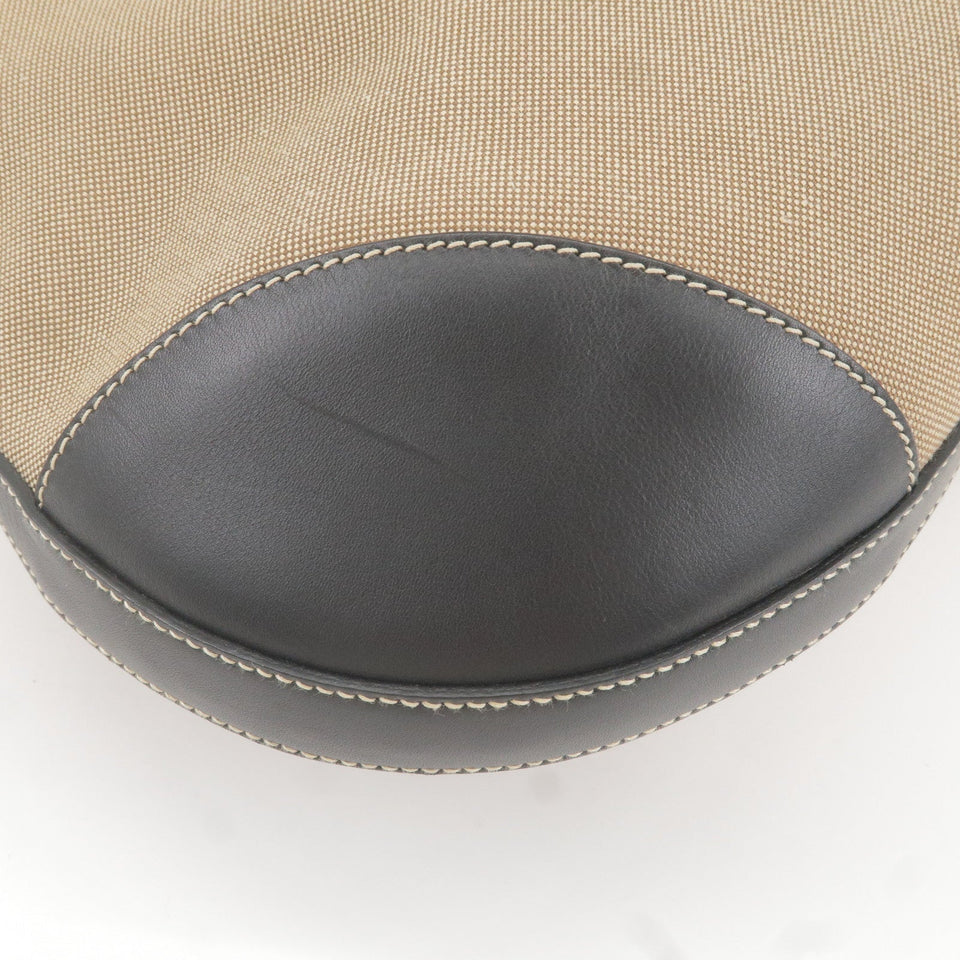 Prada Logo Jacquard Leather Shoulder Bag Beige Black BR3430