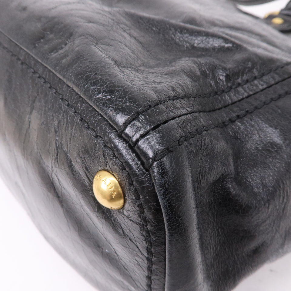 Prada Leather 2WAY Bag Shoulder Bag Hand Bag Black BN2151