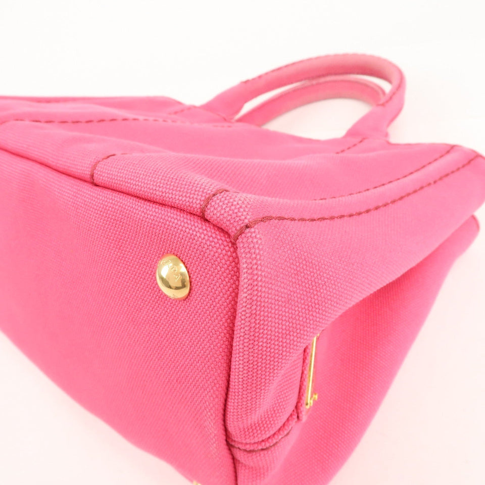 Prada Logo Canapa Mini Canvas 2Way Tote Bag Pink 1BG439