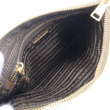 Prada Logo Nylon Leather Clutch Bag Pouch Brown