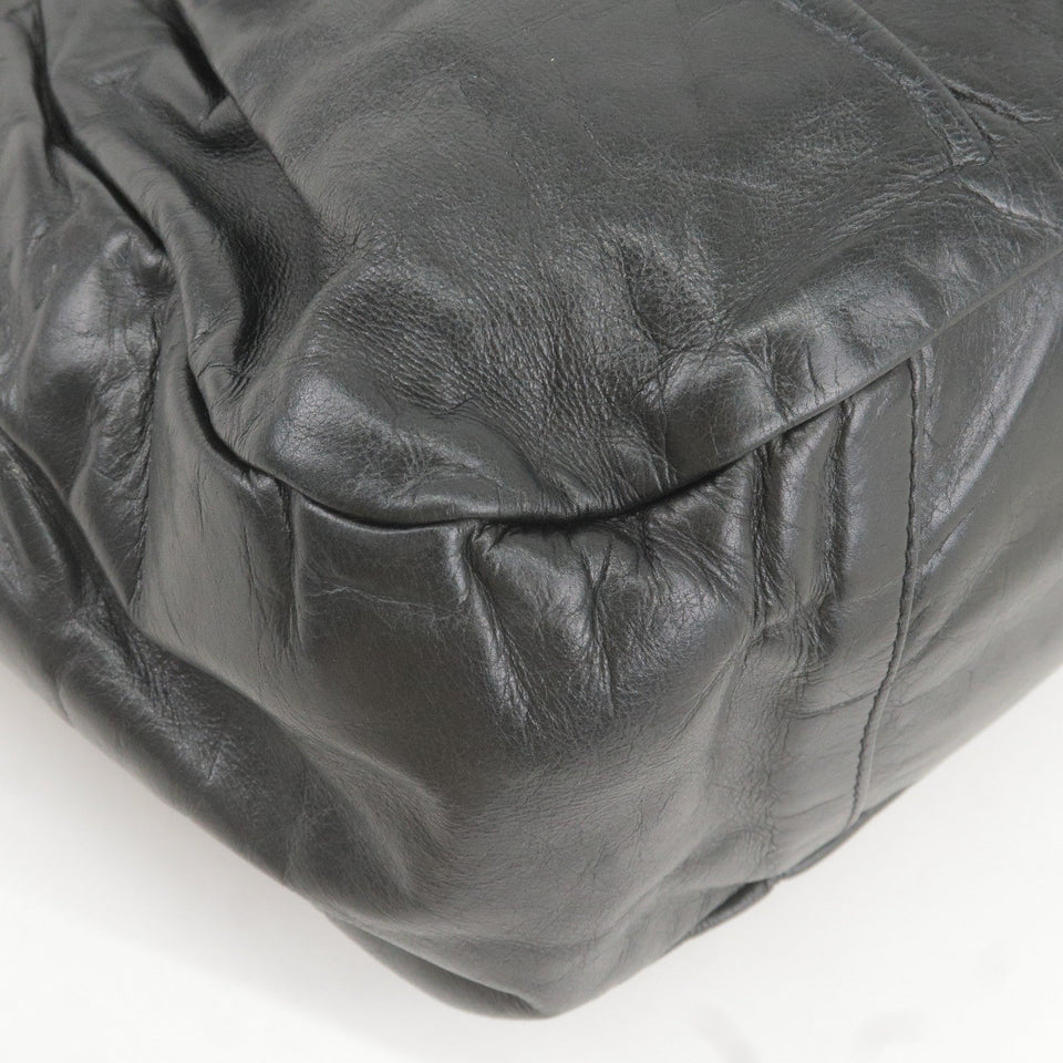 Prada Logo Leather Shoulder Bag With Tassel Black