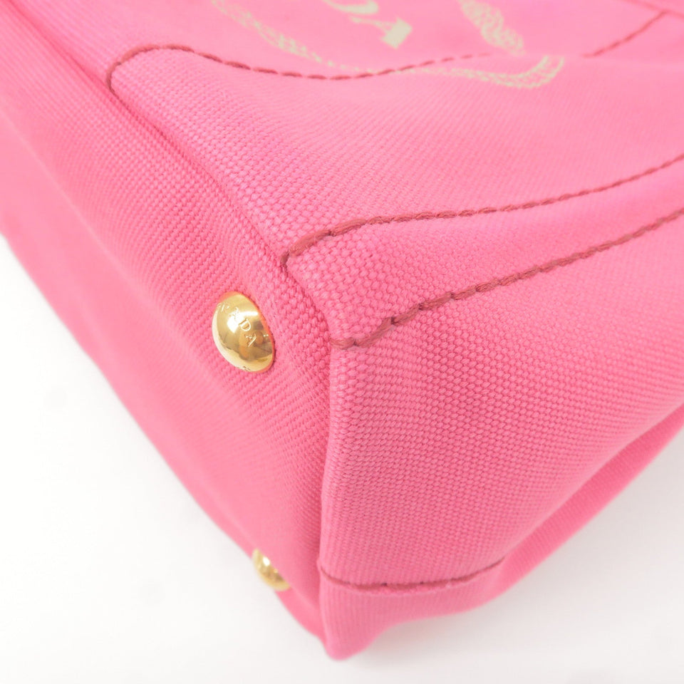 Prada Logo Canapa Mini Canvas 2Way Tote Bag Pink 1BG439