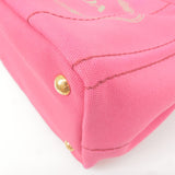 Prada Logo Canapa Mini Canvas 2Way Tote Bag Pink 1BG439