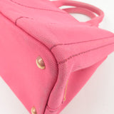 Prada Logo Canapa Mini Canvas 2Way Tote Bag Pink 1BG439