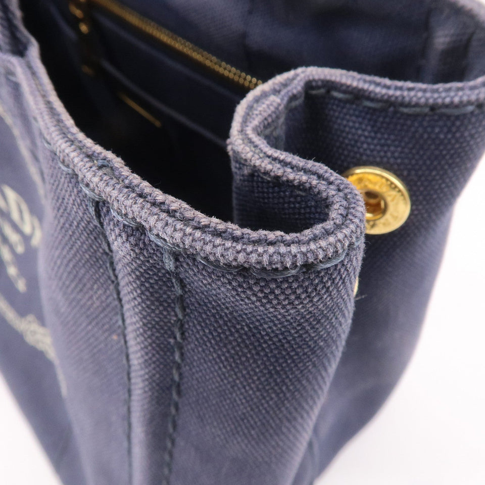 Prada Canapa Mini Canvas 2Way Tote Bag Hand Bag Navy 1BG439