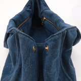 Prada Canapa Large Canvas Tote Bag Hand Bag Denim Blue B1872B