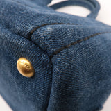 Prada Denim Canapa Mini Canvas 2Way Tote Bag Hand Bag Navy 1BG439