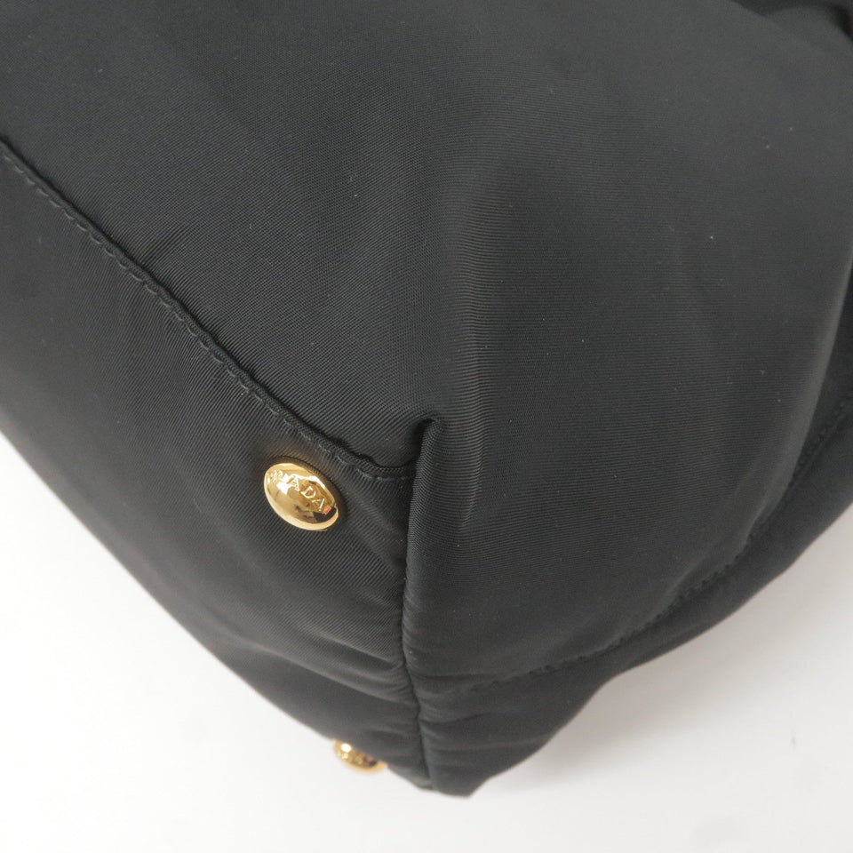 Prada Logo Nylon Leather 2Way Bag Hand Bag NERO Black BN2106