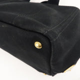 Prada Canapa Canvas Tote Bag Hand Bag Black BN1877